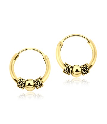 Gold Plated Rope n Ball Hoop Earring HO-72-GP